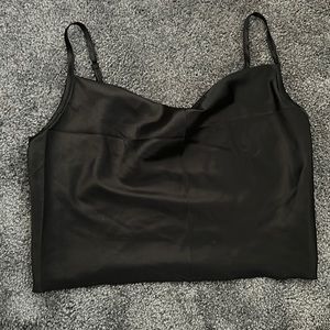 Satin cowl neck cropped top